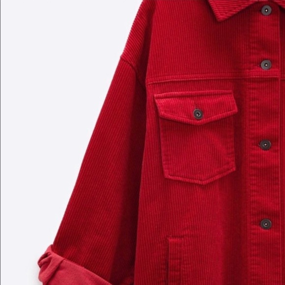 Zara Corduroy Shirt Jacket Red Size XS - Picture 6 of 7
